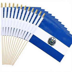 Paquete de 25 Mini Banderas de Mano con Logotipo Personalizado de la Bandera de El Salvador, 5x8 Pulgadas, Poliéster Resistente para Uso en Exteriores - Product Image 2