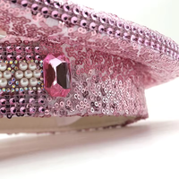 Chapeau de mariée rose à sequins, strass et perles en forme de cœur, pour enterrement de vie de jeune fille, mariage, festival, unisexe, fête, décontracté, plage - Vente en gros, MOQ 3