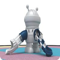 Toboggan Interstellaire Robot Flyingkids Combo, équipement de jeu extérieur sur le thème de l'espace pour parcs sportifs, en matériau LLDPE pour enfants