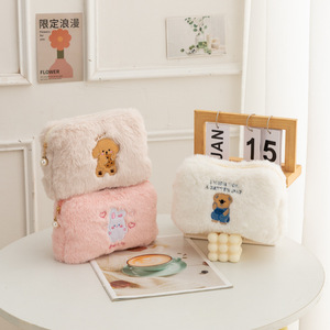 Sac à cosmétiques en peluche, trousse à crayons pour étudiants coréens, grande capacité de rangement, sac de voyage pour femmes, pochette à <span class=keywords><strong>maquillage</strong></span>, <span class=keywords><strong>cadeau</strong></span> pour filles - Product Image 2