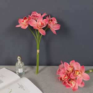 Ingrosso vero tocco Cymbidium <span class=keywords><strong>Orchid</strong></span> basso MOQ composizione floreale morbido PVC Cymbidium fiore fascio di orchidee artificiali - Product Image 2