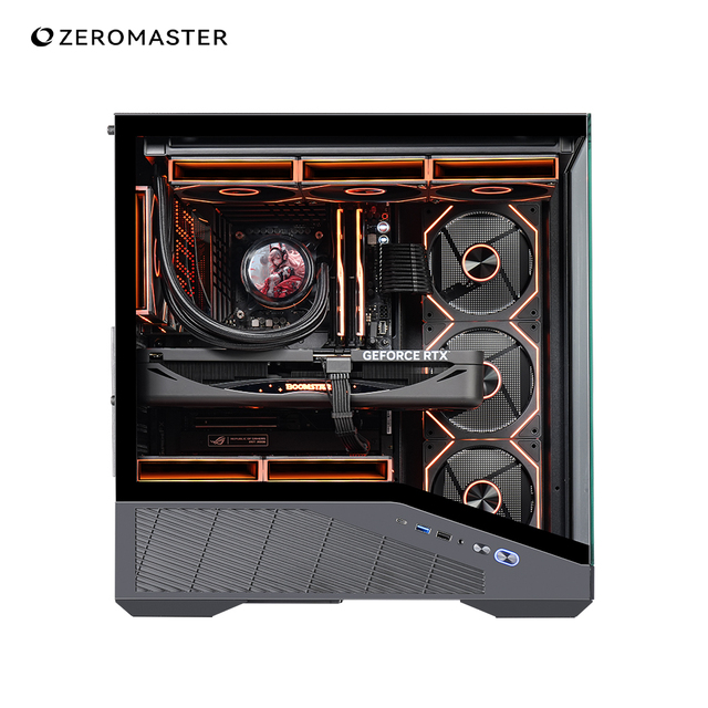 Zeromaster Mid Tower PC Case High Airflow Tempered Glass Gaming Chassis Supports ATX Micro ATX Mini ITX 360mm Radiator