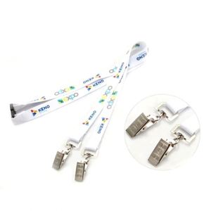 OEM Custom Logo <b>Polyester</b> <b>Lanyard</b> with Double Bulldog Clip ID Card Holder - Product Image 2