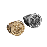 Bague Hip Hop Archangel Saint Clair Exorcist Punk en Acier Inoxydable Plaqué Or 18K Étanche pour Homme