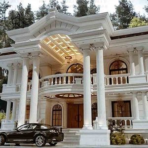 BLVE tamamen özelleştirilmiş Villa lüks beyaz mermer balkon korkuluk yuvarlak taş ayağı tasarım dekoratif roma sütunları - Product Image 3