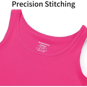 Débardeur rose uni pour filles, sans manches, respirant, décontracté, léger, pour le printemps et l'été - Product Image 3