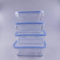 Dikwandige glazen lunchbox van sodakalkglas, voedselbox voor school, hoge kwaliteit, transparant, aangepaste logo's mogelijk