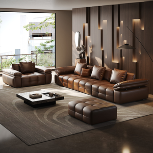 أريكة استرخاء كهربائية جديدة لعام 2025 بتصميم لورانس، مصنوعة من الجلد الإيطالي الفاخر، بتصميم بسيط ووظائف ذكية لغرفة المعيشة - Product Image 3