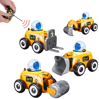 Jouet de véhicule de construction télécommandé DWI pour enfants, ensemble de camions d'ingénierie de dessin animé RC, chariot élévateur RC, excavatrice, rouleau compresseur, bulldozer, voiture