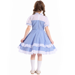 Costume da Principessa Dorothy del Mago di Oz per Bambini, Abito per Halloween Ispirato a Film e Serie TV, Gonna a Quadri Blu e Bianca con Bordo in Pizzo - Product Image 4