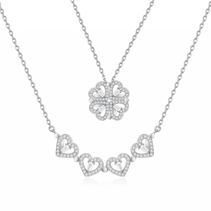 Jon Jewelry S925 Sterling Silver Link Chain Necklace Cubic Zirconia Custom Adjustable Necklace