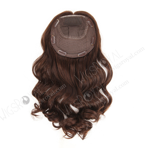 Wigsroyal cuoio capelluto naturale marrone scuro pezzo per <span class=keywords><strong>capelli</strong></span> In Topper corona di lusso europeo Remy <span class=keywords><strong>capelli</strong></span> ricci Toppers per <span class=keywords><strong>capelli</strong></span> corti - Product Image 1