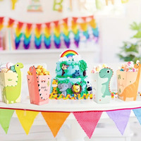 Nouveau design dinosaure bébé infantile anniversaire Snack bonbons pop-corn papier dur carte boîte fête décoration frites snack sacs