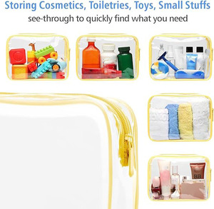 Trousse de Toilette de Voyage Transparente en PVC Jaune avec Fermeture Éclair et Coutures Renforcées – Idéale pour les Vacances - Product Image 3