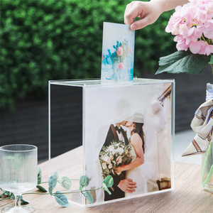 YAGELI wholesale custom wedding acrylic photo cards display case clear acrylic card box for wedding