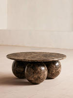 Base de piédestal de sphère de meubles de salon de marbre brun unique Table d'extrémité de thé centrale occasionnelle Table basse en marbre moderne de luxe