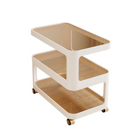 Table d'appoint mobile en fer avec roulettes, table basse moderne minimaliste avec étagère de rangement pour salon et maison