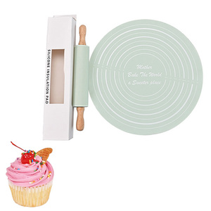 Kids Set Non Stick Silicone and Round <b>Pastry</b> Silicon Rolling Pin With Non-Stick Mat - Product Image 1