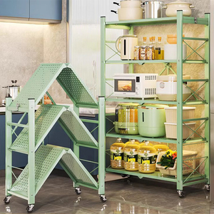 Nhà bếp tổ chức kệ sắt có thể gập lại Kệ nhà bếp tổ chức Kệ thép lưu trữ gấp lưu trữ Kệ đa tầng giá - Product Image 1