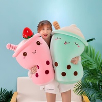Coussin en peluche court mignon en forme de thé au lait et crème glacée aux fruits, célèbre sur internet, en coton PP, jouet pour filles, 51cm-99cm, 14