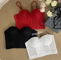 Débardeur corset court respirant pour femme, fin, à porter en extérieur, avec soutien-gorge intégré et strass, maintien léger, écologique