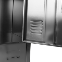 Casier à 4 portes en métal moderne noir avec armoire à vêtements miroir