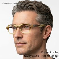 Monture de lunettes en corne de bœuf naturelle et titane pur NP 30BF, personnalisable, en stock, livraison rapide