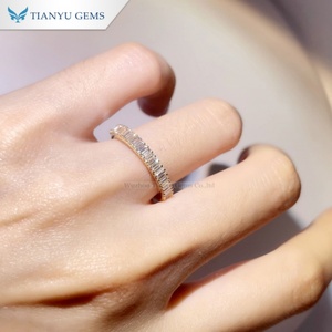 Tianyu Đá Quý Phòng Thí Nghiệm Kim Cương Def Vs1 2.3*1.1Mm <span class=keywords><strong>Emerald</strong></span> Cắt 18K Vàng Vàng 3/4 Eternity Ban Nhạc Cho Phụ Nữ Món Quà Sinh Nhật - Product Image 3
