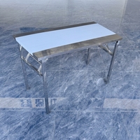 Plan de travail pliable en acier inoxydable, îlot de cuisine portable, station de barbecue extérieure, étagère amovible, résistant à la rouille, facile à nettoyer