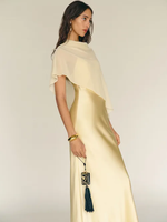 Nuevo Vestido de Satén Color Marfil Elegante para Mujer, con Cuello Asimétrico, Vestido Formal para Invitadas a Fiestas