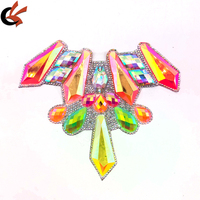 Appliques en résine néon orange AB et néon vert AB en gros, strass thermocollants pour la décoration des costumes de carnaval