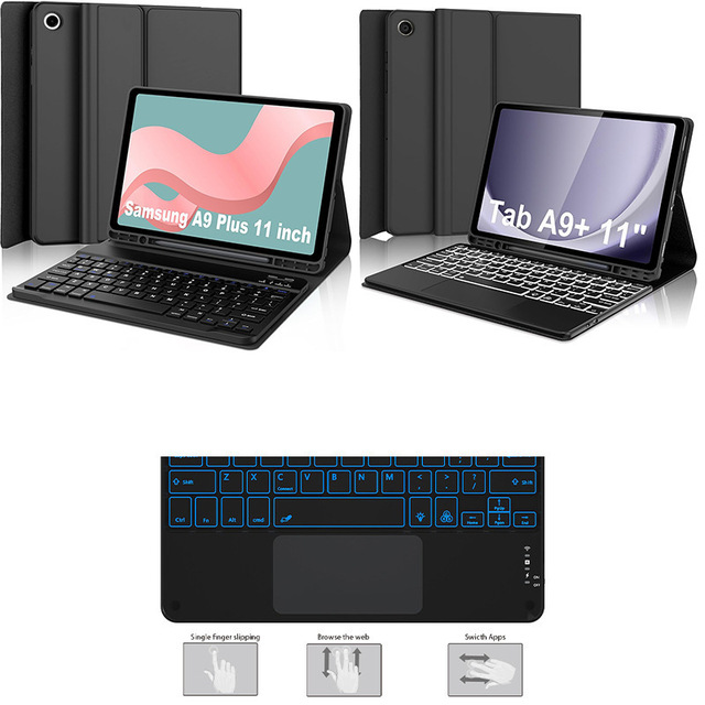 Backlit Magnetic Dedicated Pen Slot PU Leather Tablet Keyboard Case for Samsung Tab A9 Plus 11 Inch Case SM-X210 SM-X216 SM-X218