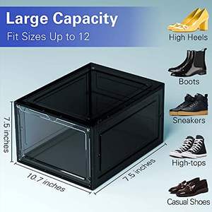 Boîte de rangement pour chaussures pliable et empilable en forme de rectangle avec commande vocale, ouverture latérale, en plastique transparent, magnétique, avec éclairage LED - Product Image 2
