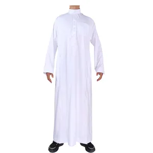 Chinese Supplier New Fashion Ramadan Gift Muslim White Man Thobe Saudi Arabic Style Jalabiya