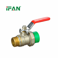 Vanne à boisseau sphérique IFAN OEM PPR, raccords de tuyauterie PPR, vanne à boisseau sphérique double union en laiton PPR pour l'alimentation en eau froide et chaude