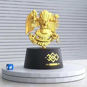 Statuette personnalisée d'animaux, récompenses Roc, figurine en métal 3D moulée avec aile plaquée or, marque BH, pour cadeau d'entreprise - Product Image 2