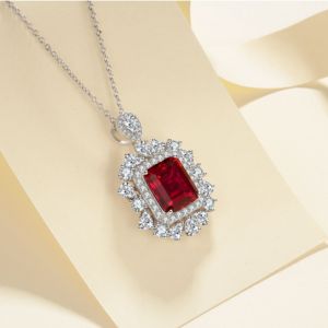 925 Sterling Silver Lab-Grown <b>Ruby</b> <b>Necklace</b> - Product Image 2