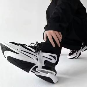 High Quality Genuine <b>Leather</b> Mesh Lace Up Flexible Anti Slip Breathable Designer Sneakers Men Fashion Trend <b>Basketball</b> Shoes - Product Image 6