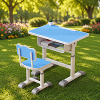 Ensemble bureau et chaise pour enfants bleu 70x50cm 64-76cm réglable avec étagère à livres et fente pour crayons, bureaux et chaises d'école CE EN71 OEM