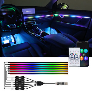 Nouvelle bande LED acrylique multicolore 140/110 cm 12V pour l'intérieur de la voiture, éclairage d'ambiance RGB Symphony avec télécommande via application - Product Image 1