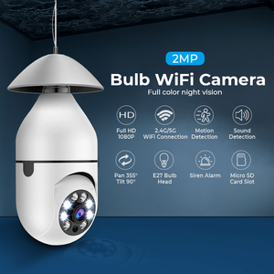 Caméra d'ampoule E27 sans fil avec vision nocturne couleur 1080P, suivi automatique, 360 degrés, Wifi, caméra de sécurité CCTV, ampoule PTZ - Product Image 3