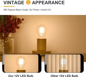 Bóng đèn <span class=keywords><strong>LED</strong></span> sợi đốt kiểu Edison cổ điển, có thể điều chỉnh độ sáng, chân E26 E27 B22, 12V 24V, 4W 6W, ánh sáng trắng ấm, B12, A60, CRI80, 1200 Lumen - Product Image 5