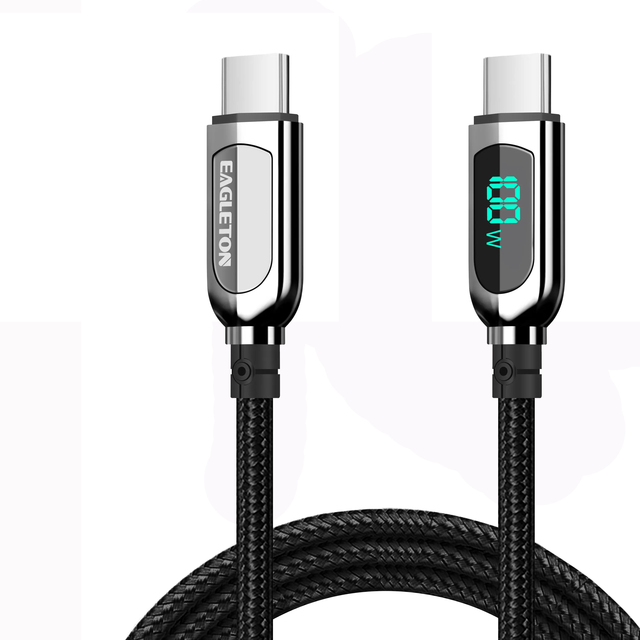 Ready to Ship 100W 1M LED Display Cable Nylon Braided USB C to USB Type C Cable Fast Charging Android Mobile Phone Accessories