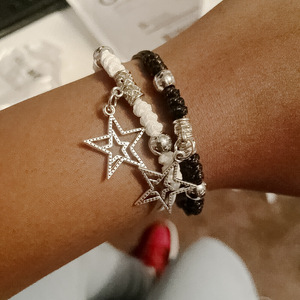 Pentagramme Tressé <span class=keywords><strong>Couple</strong></span> <span class=keywords><strong>Noir</strong></span> et Blanc Dessiner Bracelet Petite Amie <span class=keywords><strong>Couple</strong></span> Saint Valentin Cadeau D'anniversaire - Product Image 6