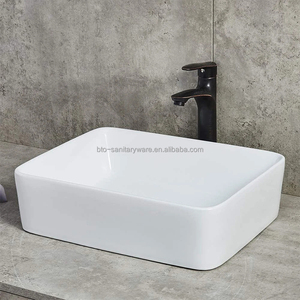 BTO vente directe d'usine moderne Lavabo comptoir de salle de bain rectangulaire bassin en céramique évier de navire de salle de bain - Product Image 2