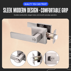 Serrure de porte carrée à levier avec cylindre de confidentialité pour chambre et salle de bain, quincaillerie de porte intérieure - Product Image 3