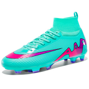 Chaussures de football blanches, roses et violettes pour hommes, à tige haute, avec semelle extérieure en TPU - Product Image 2