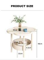 Mesa de Centro Moderna y Sencilla de Plástico Color Crema, Estante de Almacenamiento Móvil, Mueble Auxiliar Creativo para Esquina, Mesa de Noche para Sala de Estar o Dormitorio