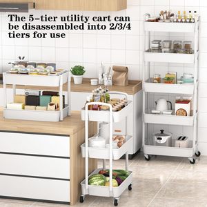 Chariot de rangement étroit à roulettes extensible, organisateur pour espaces étroits, étagère utilitaire réglable pour cuisine, salle de bain, buanderie - Product Image 6