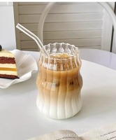 Tasse à latte américaine en verre pour café, jus de lait, eau-pour le petit-déjeuner et la rentrée des classes Tasse à boissons glacées isolée